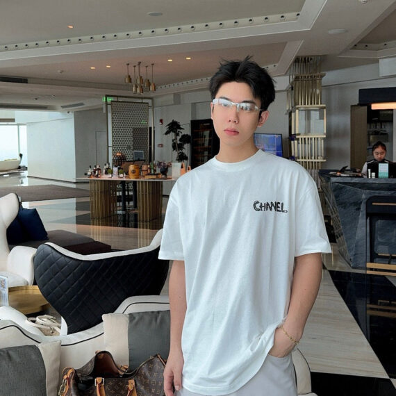 Chanel Pink Splash Logo T-Shirt
