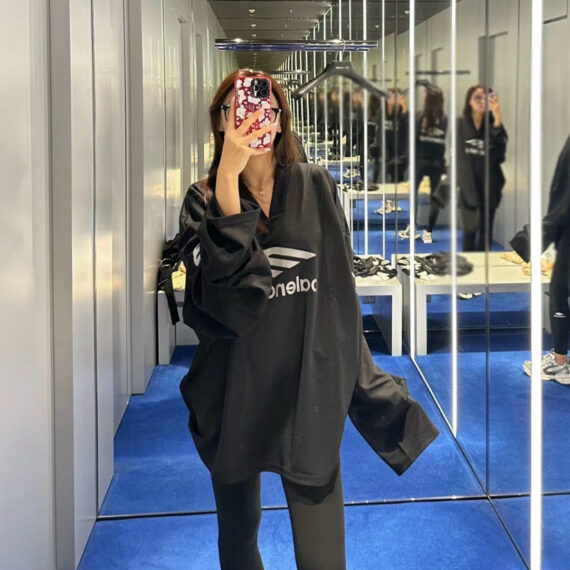 Balenciaga Long Sleeve Logo Shirt - Black
