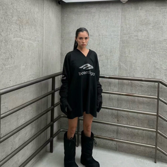 Balenciaga Long Sleeve Logo Shirt - Black