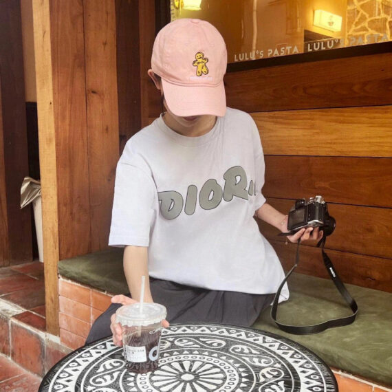 Dior Oversized Grey Logo White T-Shirt