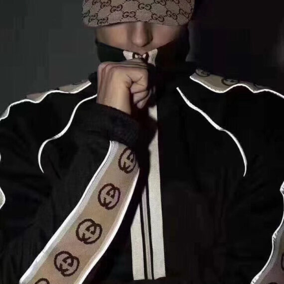 Gucci GG Logo Stripe Track Jacket - Black