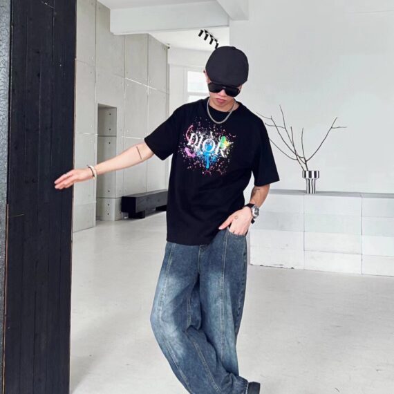 Dior Color Splash Graphic T-Shirt - Black