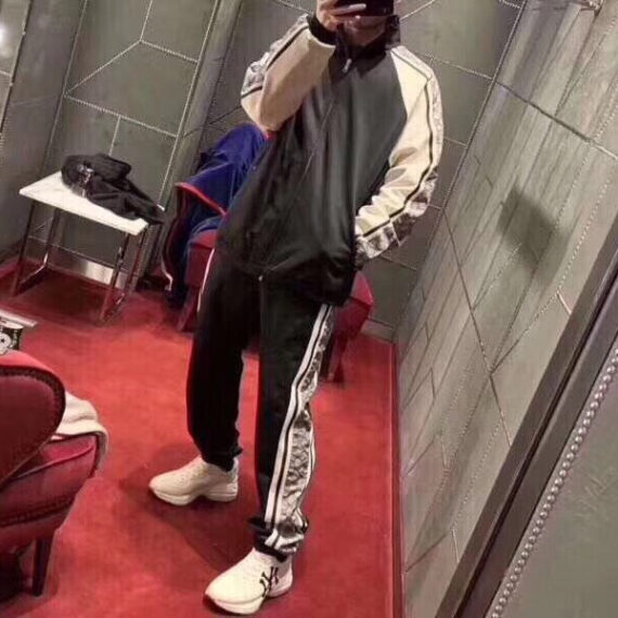 Gucci GG Supreme Stripe Track Jacket - Black