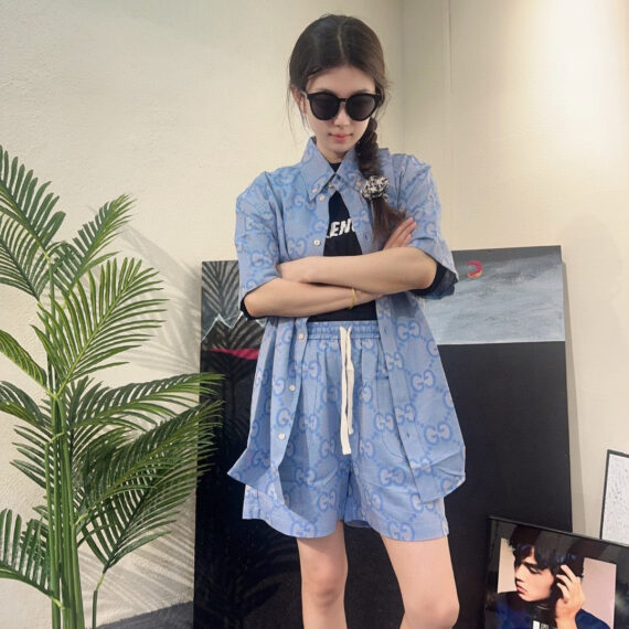 Gucci Allover Logo Denim Shirt
