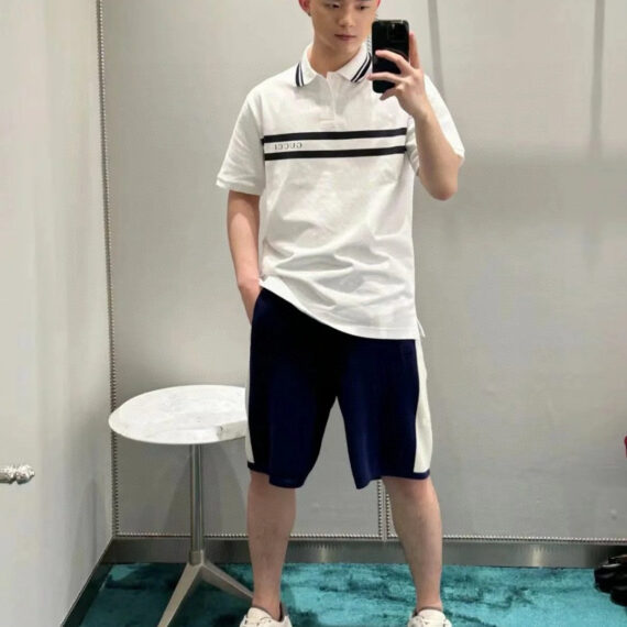 Gucci Striped Logo Polo Shirt (White)