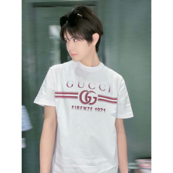 Gucci White T-Shirt with Firenze 1921 Logo