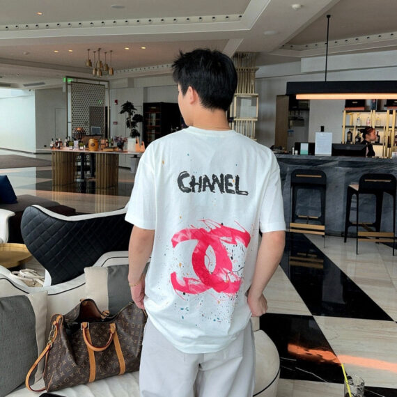 Chanel Pink Splash Logo T-Shirt