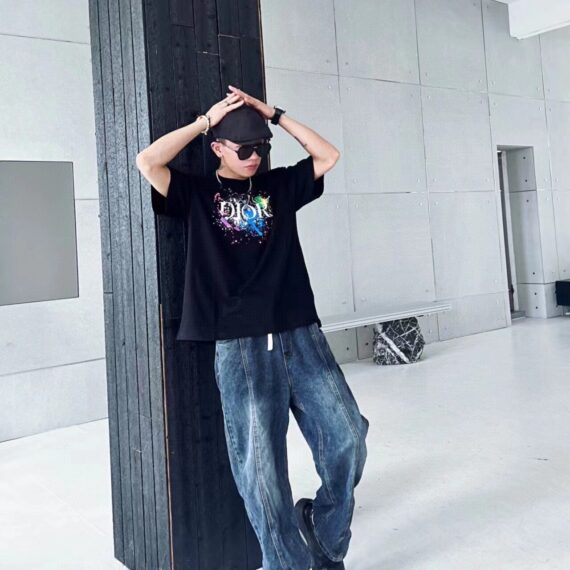 Dior Color Splash Graphic T-Shirt - Black