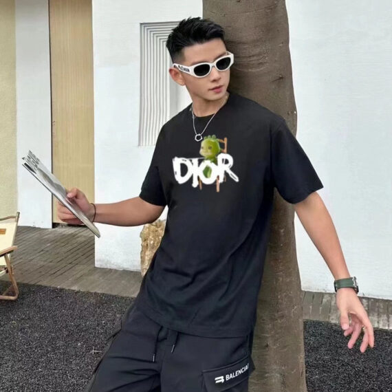 Dior Green Monster Graphic Black T-Shirt