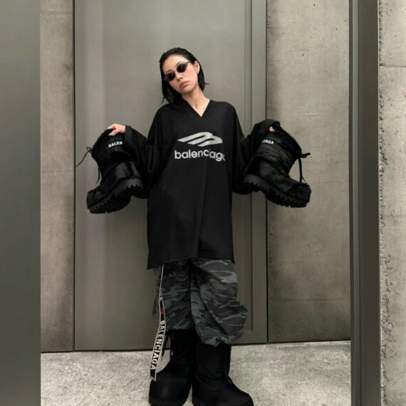 Balenciaga Long Sleeve Logo Shirt - Black