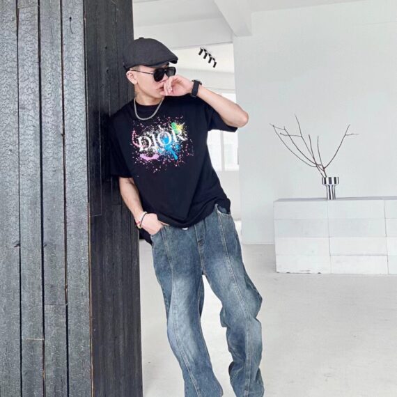 Dior Color Splash Graphic T-Shirt - Black