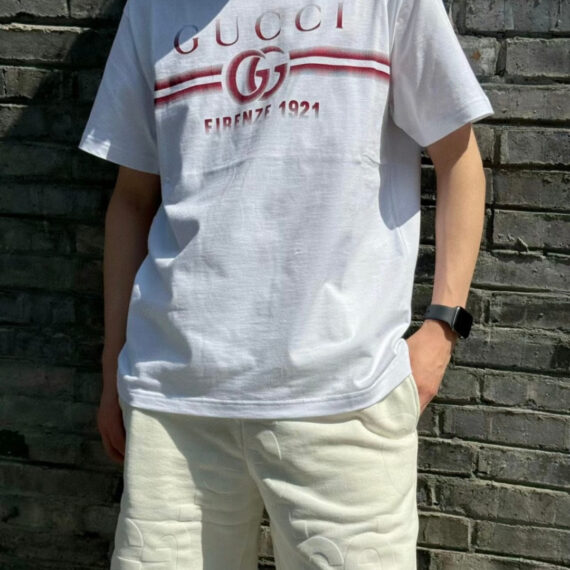 Gucci White T-Shirt with Firenze 1921 Logo