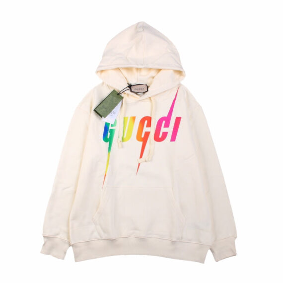 Gucci Rainbow Logo Hoodie - Cream