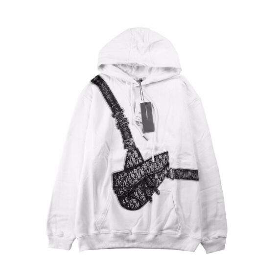 Dior White Hoodie with Bag Design