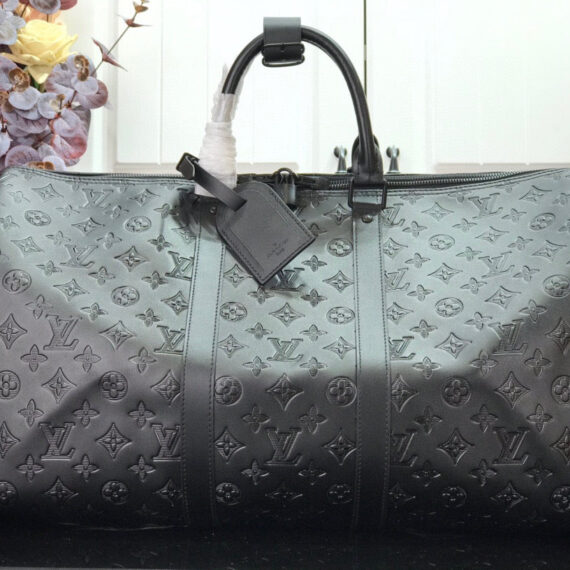 LOUIS VUITTON KEEPBALL 50 BLACK LEATHER TRAVEL BAG