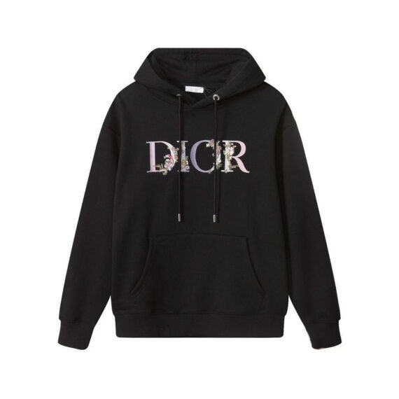 DIOR FLOWER LOGO HOODIE BLACK