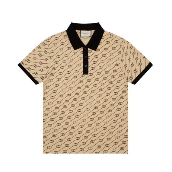 Gucci Beige GG Pattern Polo Shirt
