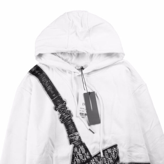 Dior White Hoodie with Bag Design