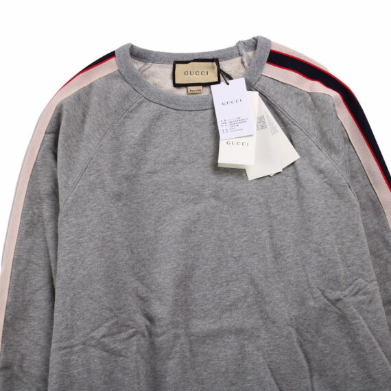 Gucci Grey Sweatshirt with Stripe Detail