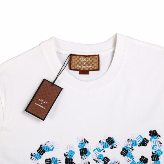 GUCCI x BALENCIAGA FLOWER LOGO T-SHIRT WHITE