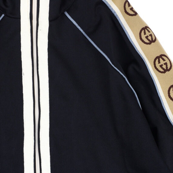 Gucci GG Logo Stripe Track Jacket - Black