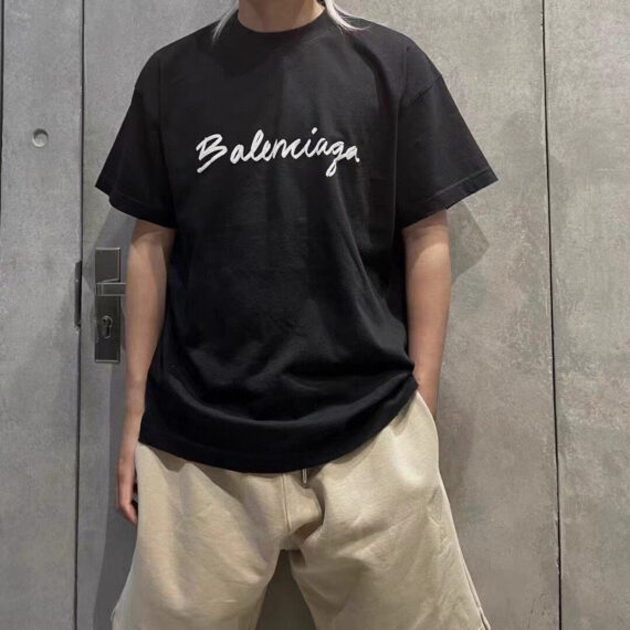 BALENCIAGA CALLIGRAPHY LOGO T-SHIRT BLACK