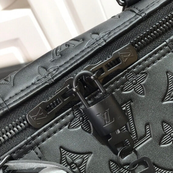 LOUIS VUITTON KEEPBALL 50 BLACK LEATHER TRAVEL BAG