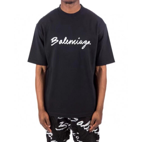 BALENCIAGA CALLIGRAPHY LOGO T-SHIRT BLACK