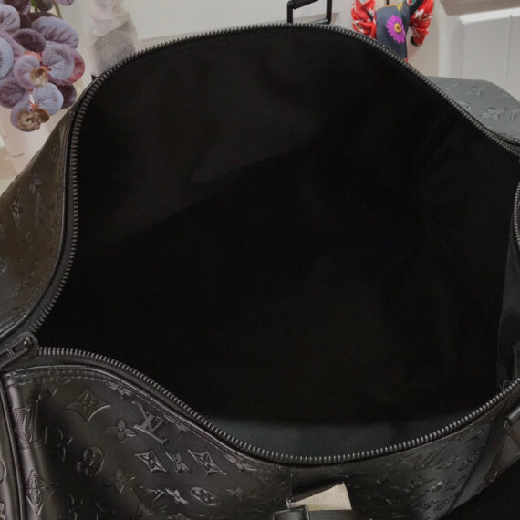 LOUIS VUITTON KEEPBALL 50 BLACK LEATHER TRAVEL BAG