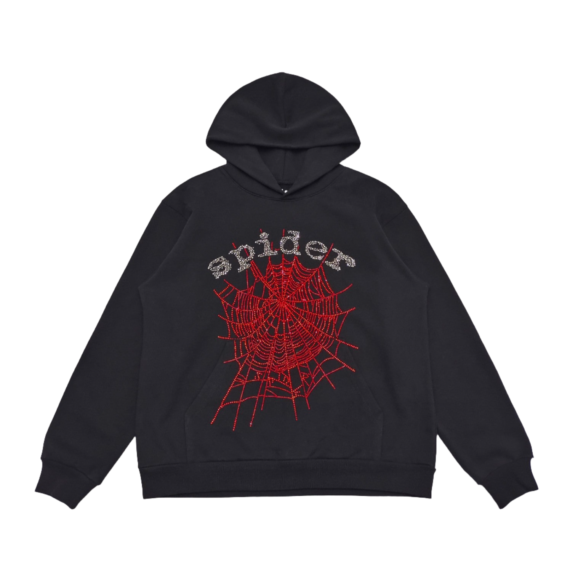 SP5DER OG RHINESTONE LOGO HOODIE BLACK