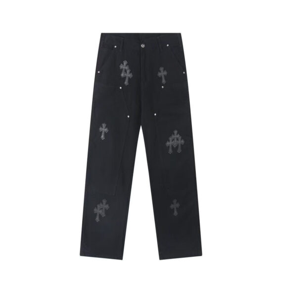 CHROME HEARTS BLACK CROSS PATCH JEANS BLACK