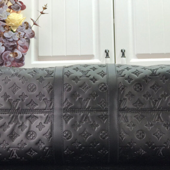 LOUIS VUITTON KEEPBALL 50 BLACK LEATHER TRAVEL BAG
