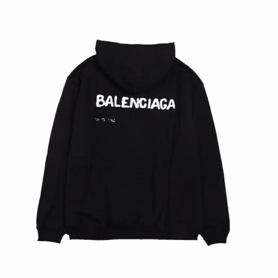 Balenciaga Black Distorted Logo Hoodie