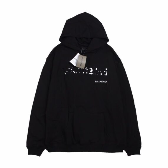Balenciaga Black Distorted Logo Hoodie