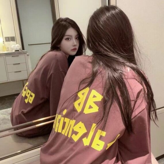 Balenciaga Burgundy Logo T-Shirt