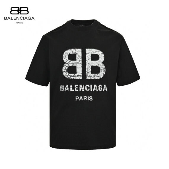 Balenciaga Cracked BB Logo T-Shirt (Black)