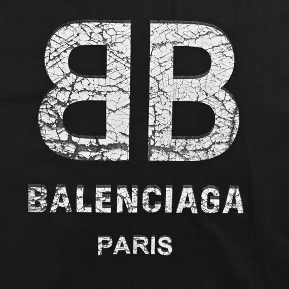 Balenciaga Cracked BB Logo T-Shirt (Black)