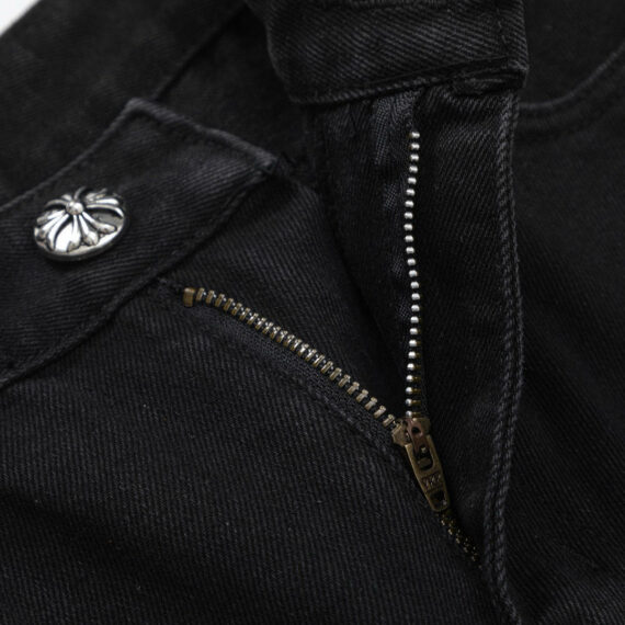 CHROME HEARTS YELLOW CROSS PATCH JEANS BLACK